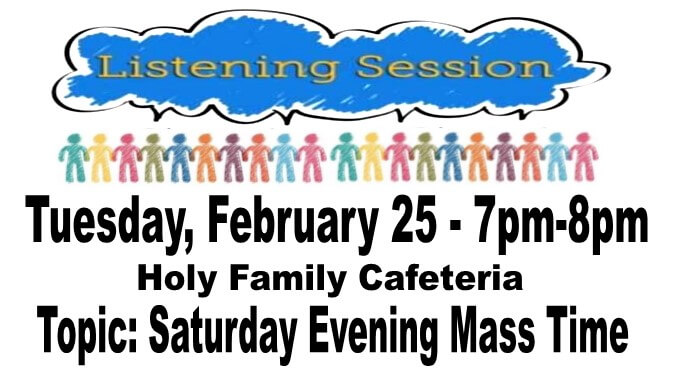 Listening Session - Topic: Saturday Evening Mass Time