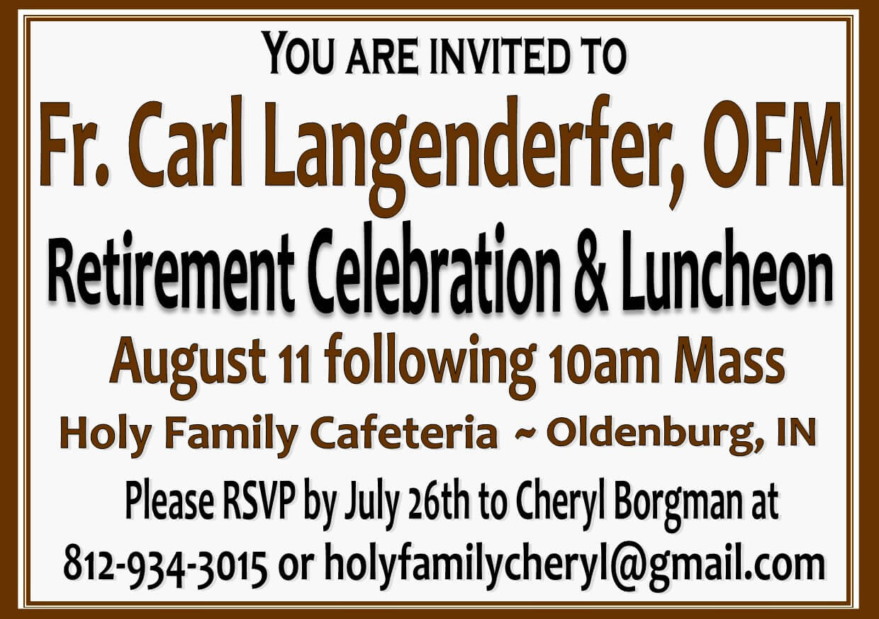 Fr. Carl Langenderfer, OFM Retirement Celebration & Luncheon