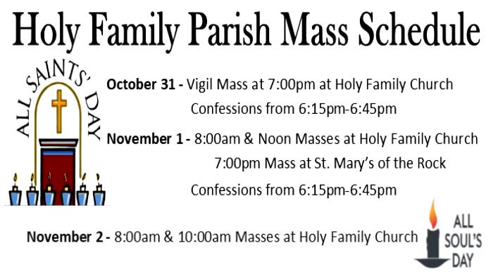 All Saints & All Souls Day Mass Schedule