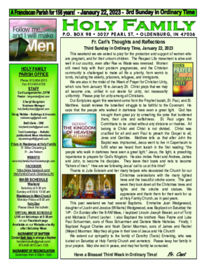 3rd Sunday in Ordinary Time<br>January 22, 2023
