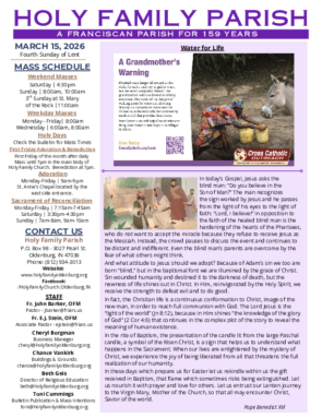 Fourth Sunday in Lent <br> March 15, 2026