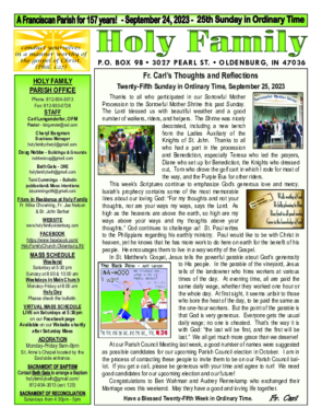 25th Sunday in Ordinary Time <br> September 24, 2023