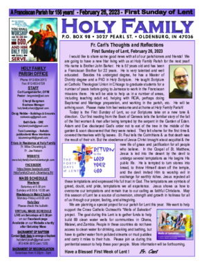 1st Sunday of Lent<br>February 26, 2023